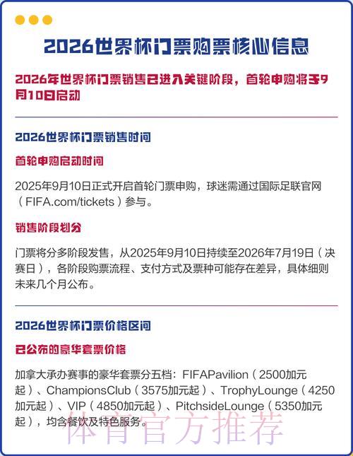 2026世界杯官方购票平台推荐